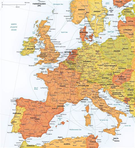 Vector Map Western Europe Roads Ferries | One Stop Map