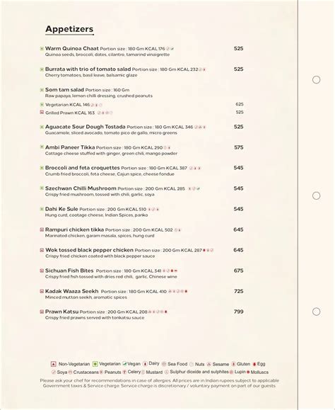 Menu of Nebulae - Hilton, Bais Godam, Jaipur