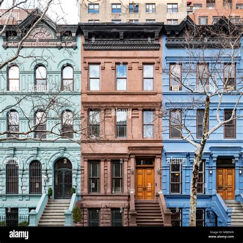 Colorful historic buildings on the Upper West Side of Manhattan in New ...