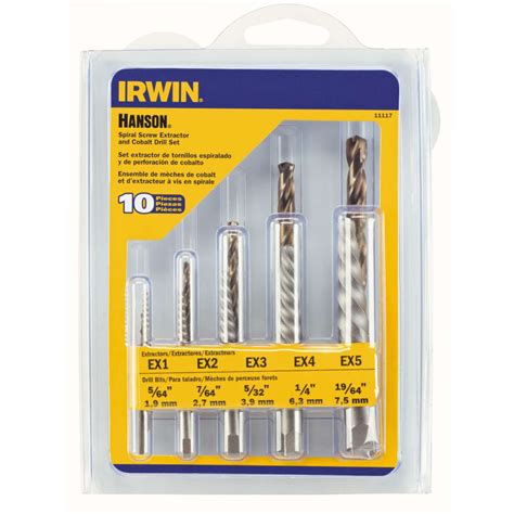Irwin Hanson 19/64 in. Carbon Steel Screw Extractor Kit 6 in. 10 pc ...