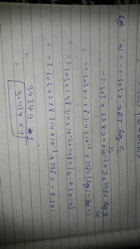 Calculate the amount of work done by two mole of an ideal gas at 298K ...