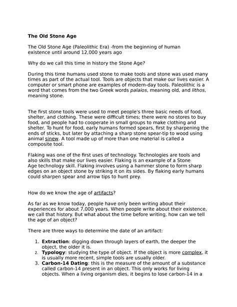 Stone age civilization - The Old Stone Age The Old Stone Age ...