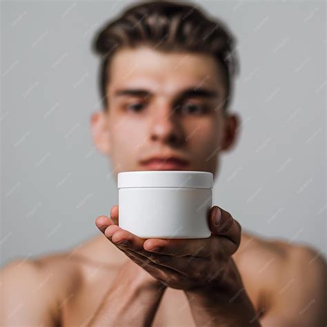 Allwhite cylinder skincare cream container held in hand | Premium AI ...