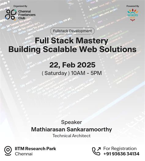 Full Stack Mastery Workshop, IITM RESEARCH PARK, Chennai, 22 February ...