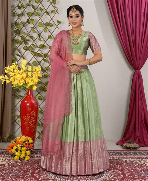 Lehenga Choli Pista Latest Jacquard Silk Zari Weaving – Gajiwala