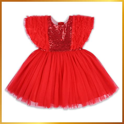 Girls Knee Length Net Sequin Print Frock Dress – Wish Karo