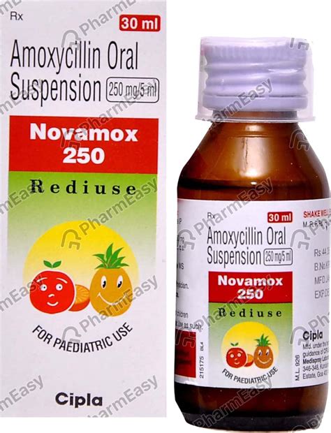 Novamox 250 MG/5ML Suspension (30): Uses, Side Effects, Price & Dosage ...