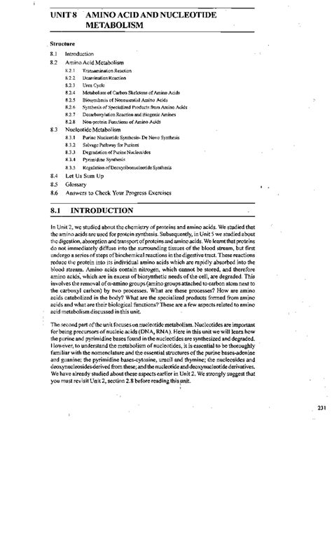 MFN-002 Unit 8 - Nice description of nutrition - UNIT 8 AMINO ACID AND ...