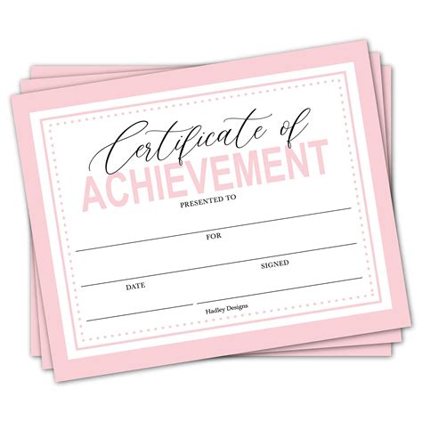 25 Pink Certificate Of Completion Award Certificate Paper For Printing ...