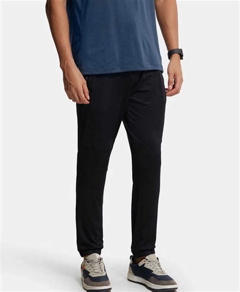 Buy Microfiber Elastane Stretch Jogger with Zipper Pockets and StayDry ...