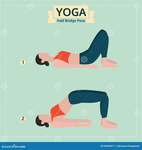 Bridge Pose Yoga Workout. Setu Bandha Naukasana. Man Doing Yoga Illustration Cartoon Vector ...