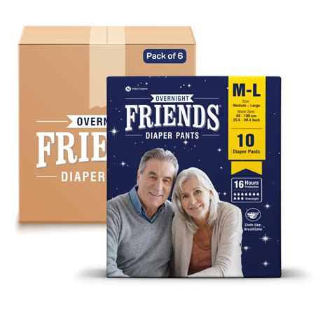 Friends Overnight Adult Diapers Pants Style - 60 Count (M-L) with odour ...