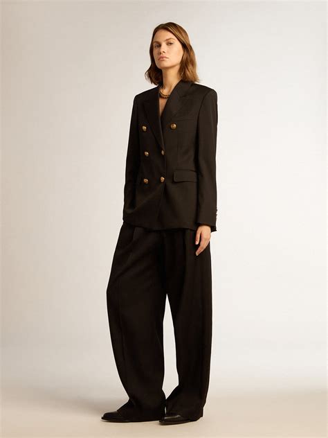 Women’s black double-breasted blazer | Golden Goose