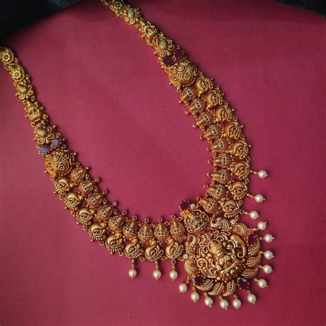 925 Silver Gold Plated Nakshi Haram-007