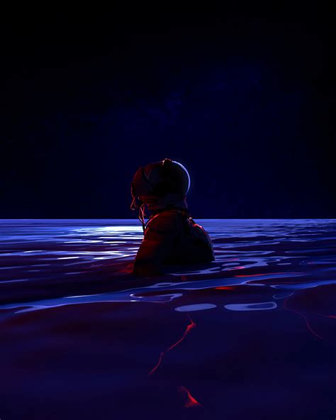 Download wallpaper 2160x2700 silhouette, cyborg, sea, dark, art hd ...