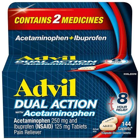 Advil Dual Action Combination Ibuprofen and Acetaminophen For 8 Hours ...