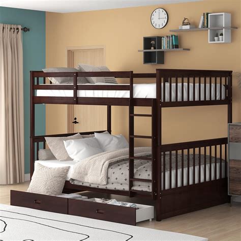 Amazon.com: Harper & Bright Designs Full Over Full Bunk Beds with Desk ...
