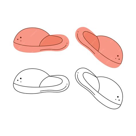 Pantoffeln rosa Schwarz-Weiß- und Farbklipp-Vektorillustration ...