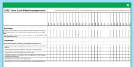 2014 National Curriculum Year 1 English Reading Spreadsheet