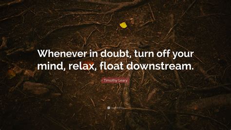 Timothy Leary Quote: “Whenever in doubt, turn off your mind, relax ...