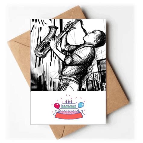 Jazz Music Street Culture Illustrate Happy Birthday Greeting Cards ...