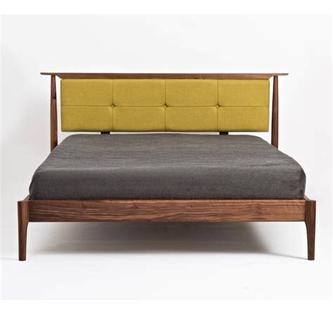 Nismaaya Dacian Walnut Wood Velvet Upholstered Headboard Bed – Nismaaya ...