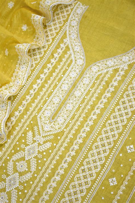 Gorgeous Mul Chanderi Kurta fabric & Dupatta set with embroidery ...