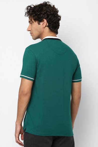 Buy Men Green Solid Polo Neck T-shirt Online - 583408 | Allen Solly