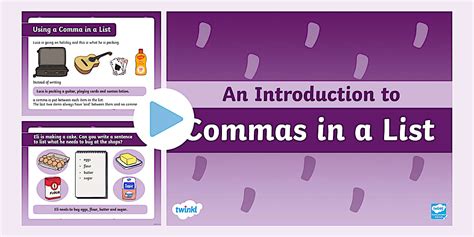 An Introduction to Commas in a List PowerPoint - Twinkl