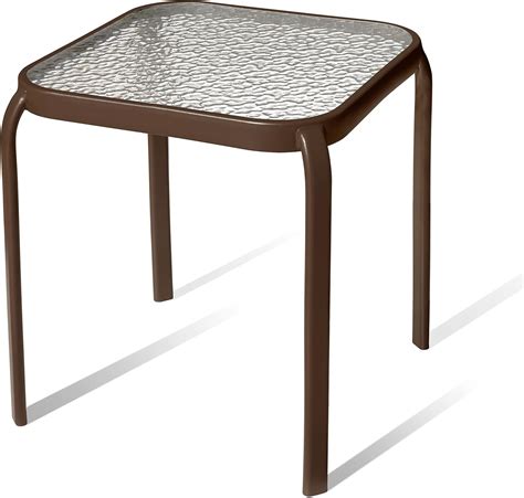 Amazon.com: PROLISOK Bronze Metal Outdoor Side Table with Tempered ...