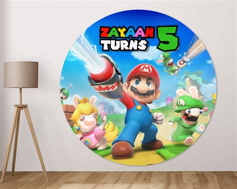 Super Mario Theme Personalized Round Backdrop | Personlaized decor ...