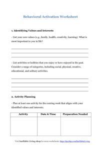 Image result for Behavioral Activation Worksheet