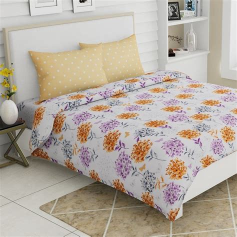 Haus & Kinder 100% Cotton Double Bedsheet with 2 Pillow Covers, 144 TC ...