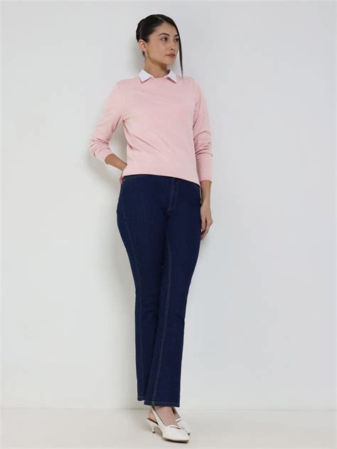 Buy Pink Ultra LivSoft Round Neck Sweater Online | FableStreet
