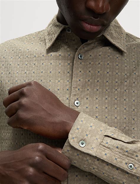 Buy Pure Cotton Geometric Print Shirt at Marks & Spencer