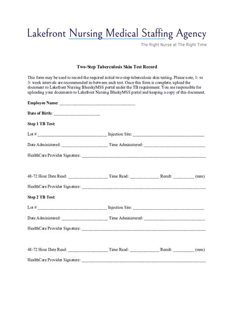 Image result for Free Printable TB Test Form