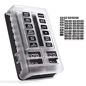 MICTUNING 12 Way Fuse Block Holder - Blade Fuse Block Box with LED ...