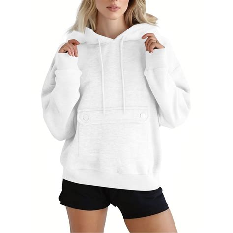 EchfiProm White Sweatshirts Women Fall Hooded Pullover Loose Y2k Long ...