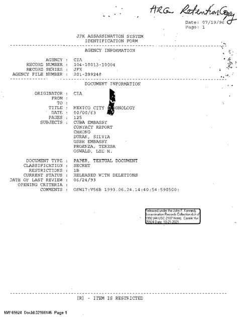 Fillable Online jfk.hood.eduCollectionWeisberg Subject Index FilesJFK ...