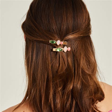 Accessorize London Women's Multi Gem Hair Clips Pack-2 - Accessorize India