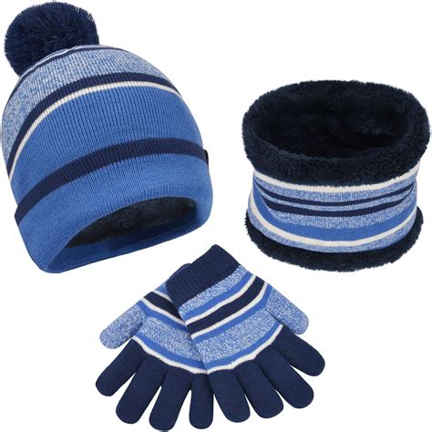 Maylisacc Thermal Boys Hat Scarf and Gloves Set, Warm Kids Bobble Hats ...