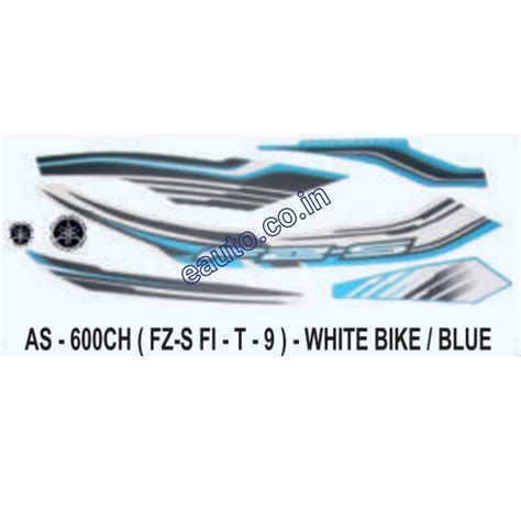 Graphics Sticker Set for Yamaha FZ-S FI | Type 9 | White Vehicle | Blu