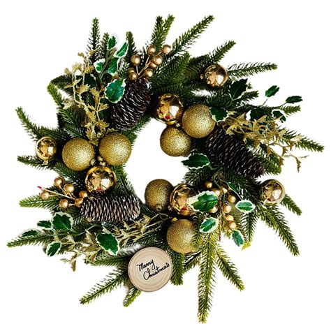 Gold Wooden Merry Christmas Artifical Wreath for Wall,Door and Tree ...