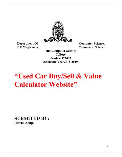 Cardoc - “Used Car Buy/Sell & Value Calculator Website” - Department Of ...