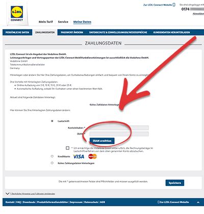 LIDL Connect Guthaben aufladen» per Guthaben-Karte & Bankeinzug einric
