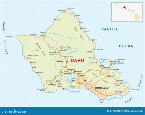 Oahu road map stock illustration. Illustration of blue - 57186840