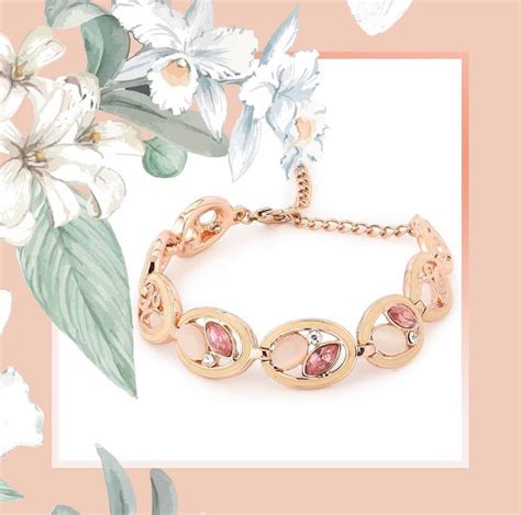 rose gold plated Pink And White Stone Bracelet – Estele