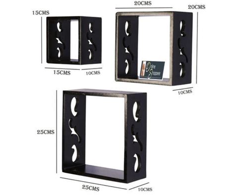 Buy Wooden Square Nesting Floating Wall Shelves Set of 3 Online ...