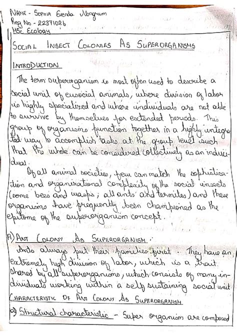 MSc Ecology: Social Insect Colonies as Superorganisms - Studocu