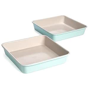 Tasty Clean Ceramic Square Cake Pans Set, 2-Pack of 9-Inch Cake Pans ...